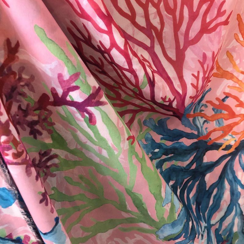 Tecido Musselina Toque De Seda Estampada Recife Rosé • Conexão Tecidos