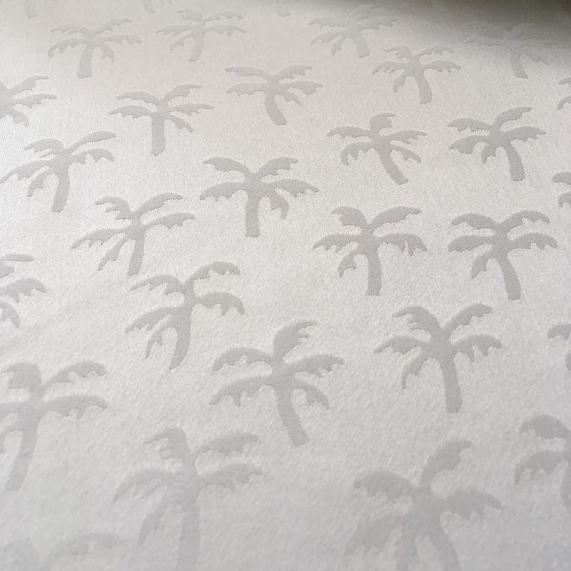 Tecido Cetim de Seda Estampado Jacquard Coqueiros • Conexão Tecidos