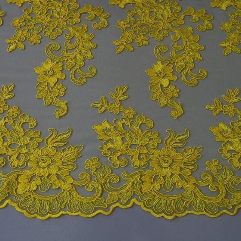 Tecido Tule Bordado Gália Amarelo • Conexão Tecidos