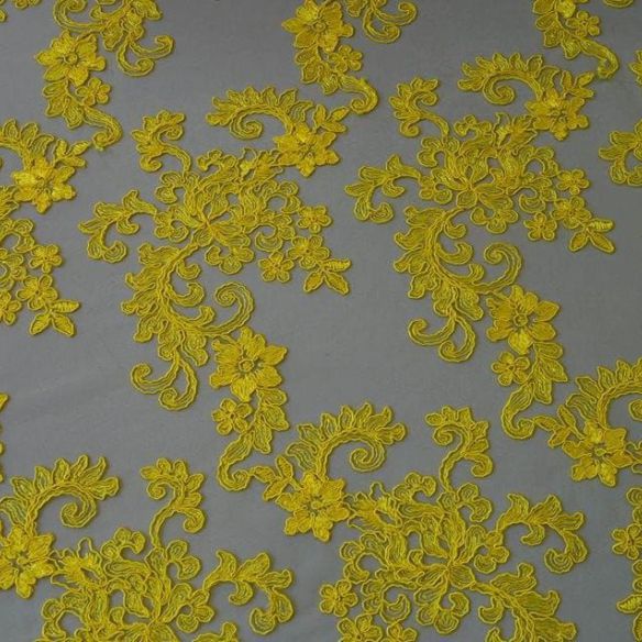 TULE BORDADO GÁLIA AMARELO. 