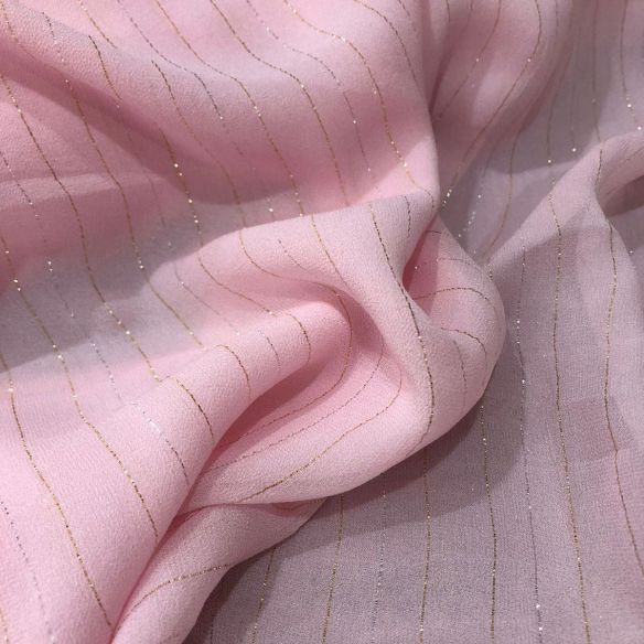 Tecido Georgete De Seda Com Foil Rosa • Conexão Tecidos