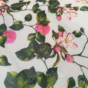 Tecido Musselina Toque De Seda Estampada Camélia Delicata • Conexão