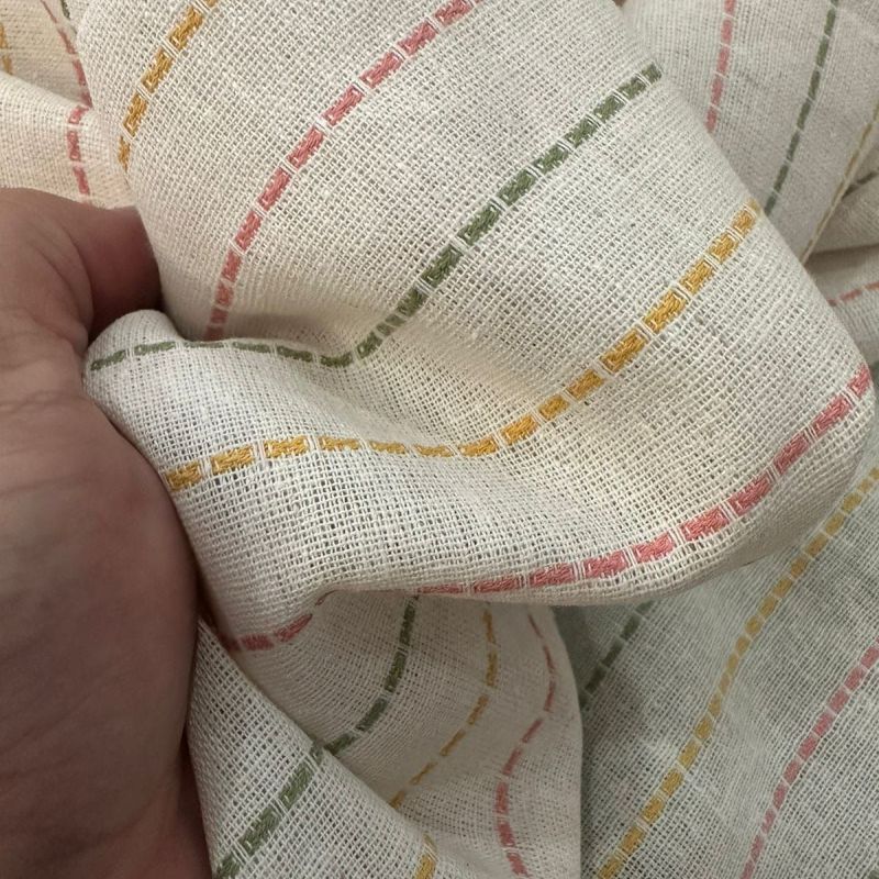 Tecido Linho Misto Pespontado Off White • Conexão Tecidos