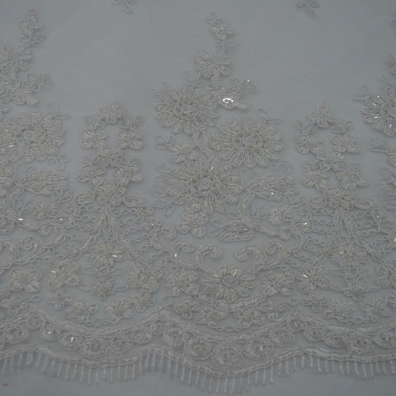 Tecido Tule Bordado Pedrarias Branco Off White • Conexão Tecidos