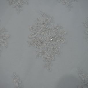 Tecido Tule Bordado Pedrarias Branco Off White • Conexão Tecidos 2