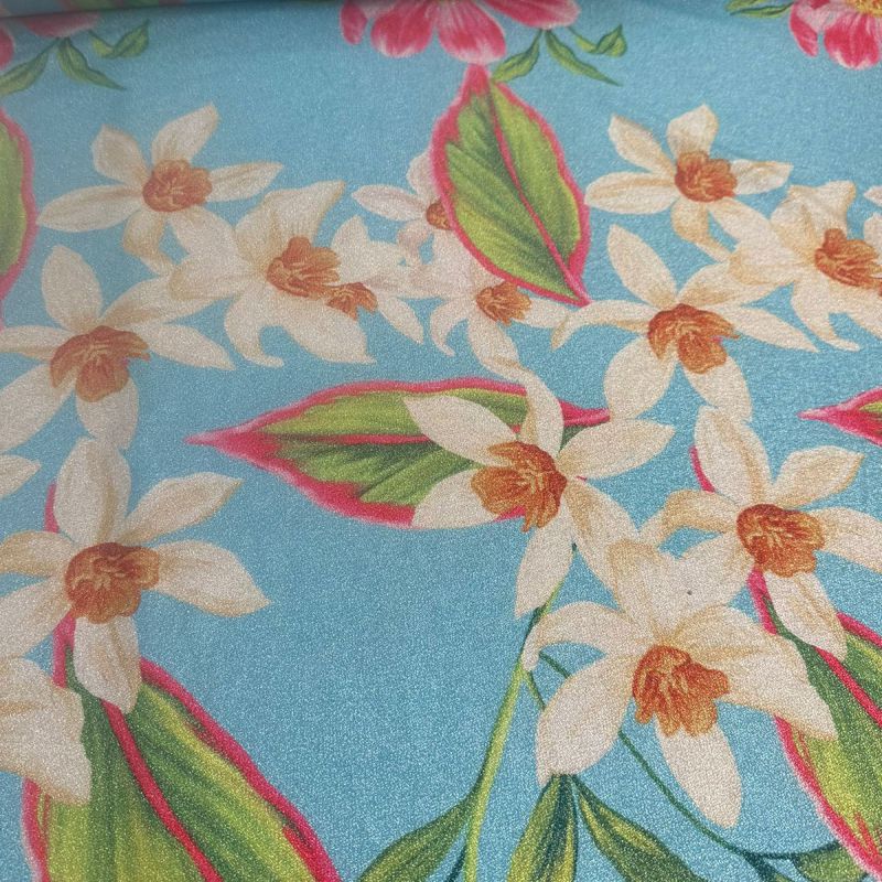 Tecido Malha Lurex Jardim Celeste Primavera • Conexão Tecidos