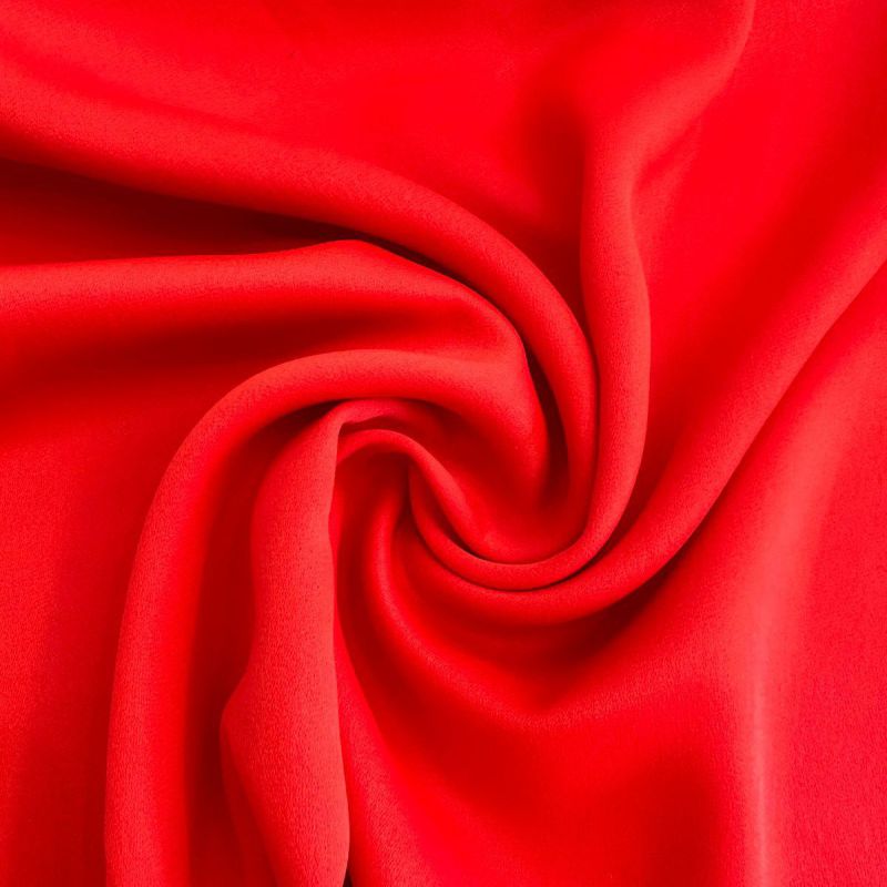 Tecido Crepe Patou Vermelho Coral • Conexão Tecidos
