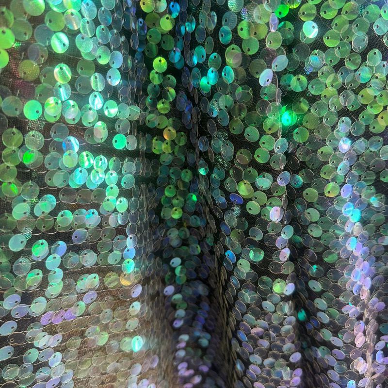 Tecido Paetê Verde Holográfico - Conexão Tecidos