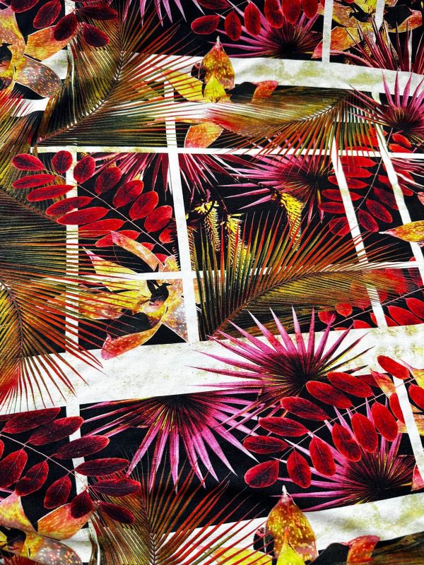 Tecido Viscolycra Estampada Floral Quadros • Conexão Tecidos