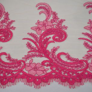 Tecido Tule Bordado Pink • Conexão Tecidos