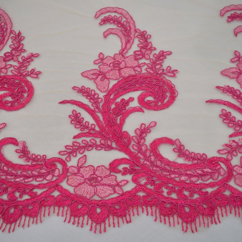 Tecido Tule Bordado Pink • Conexão Tecidos