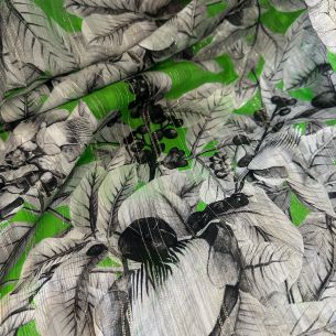 Tecido Chiffon De Seda Foil Floresta Tropical Esmeralda • Conexão 2