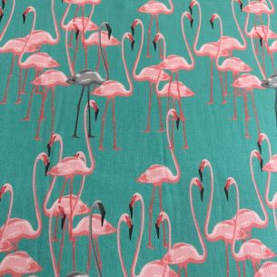 Tecido Viscose Estampada Flamingos Exclusiva • Conexão Tecidos