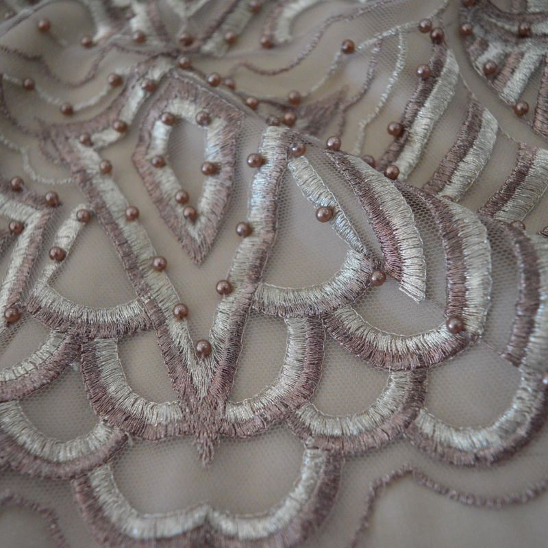 TULE BORDADO COM PEDRARIAS NUDE • Conexão Tecidos