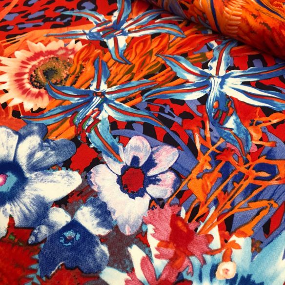 Tecido Sarja Acetinada Estampada Selva Tropical Aurora • Conexão