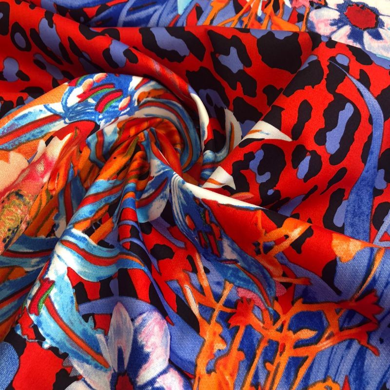 Tecido Sarja Acetinada Estampada Selva Tropical Aurora • Conexão