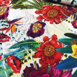 Tecido Piquet Estampado Botânica Exótica Imperial • Conexão Tecidos