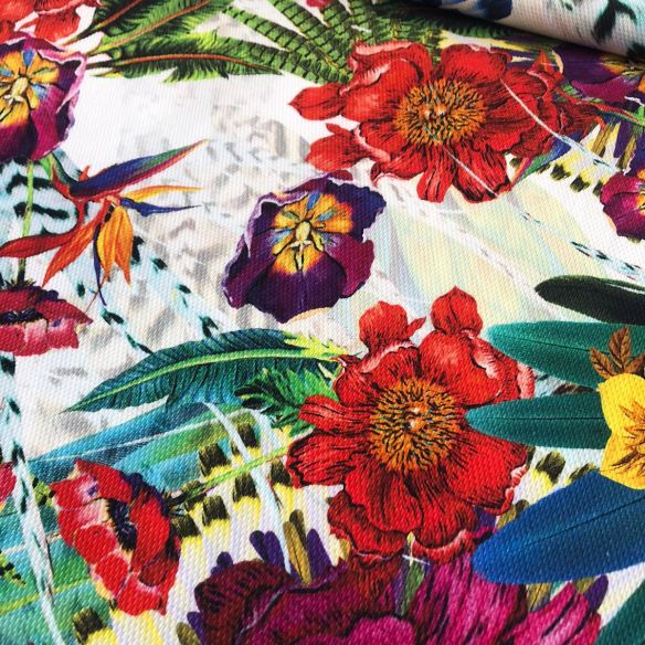 Tecido Piquet Estampado Botânica Exótica Imperial • Conexão Tecidos