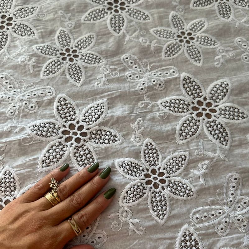 Tecido Renda Richelieu Flores • Conexão Tecidos