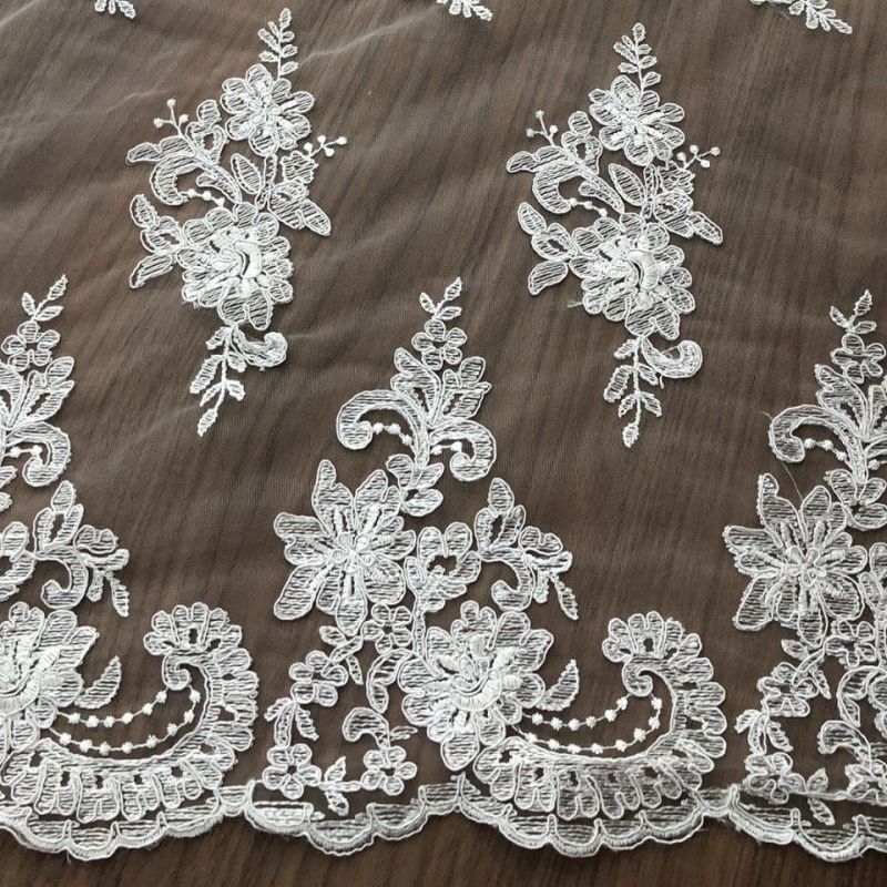 Tecido Tule Bordado Off Whithe • Conexão Tecidos