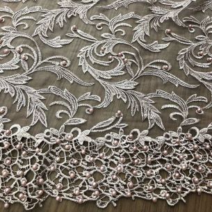 TULE BORDADO COM PÉROLAS ROSA ANTIGO • Conexão Tecidos 2