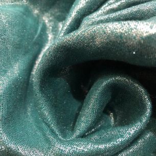 TECIDO CAMBRAIA DE LINHO PURO COM FOIL JADE • Conexão Tecidos