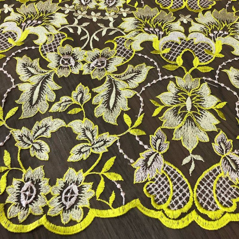 Tecido Tule Bordado Amarelo • Conexão Tecidos