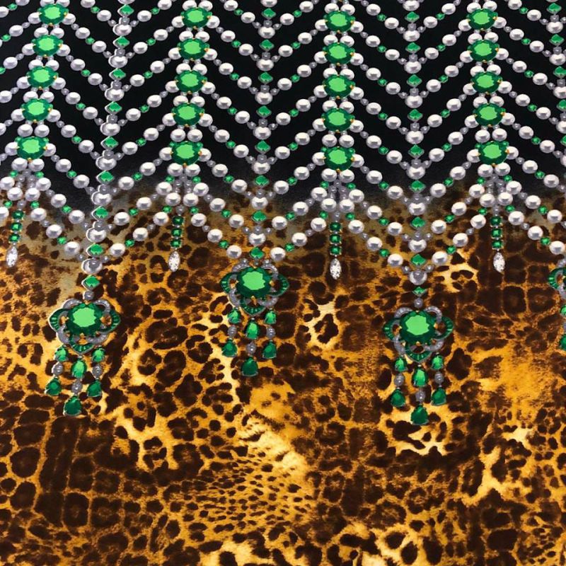 Tecido Cetim de Seda Estampado Barrado Pérolas • Conexão Tecidos