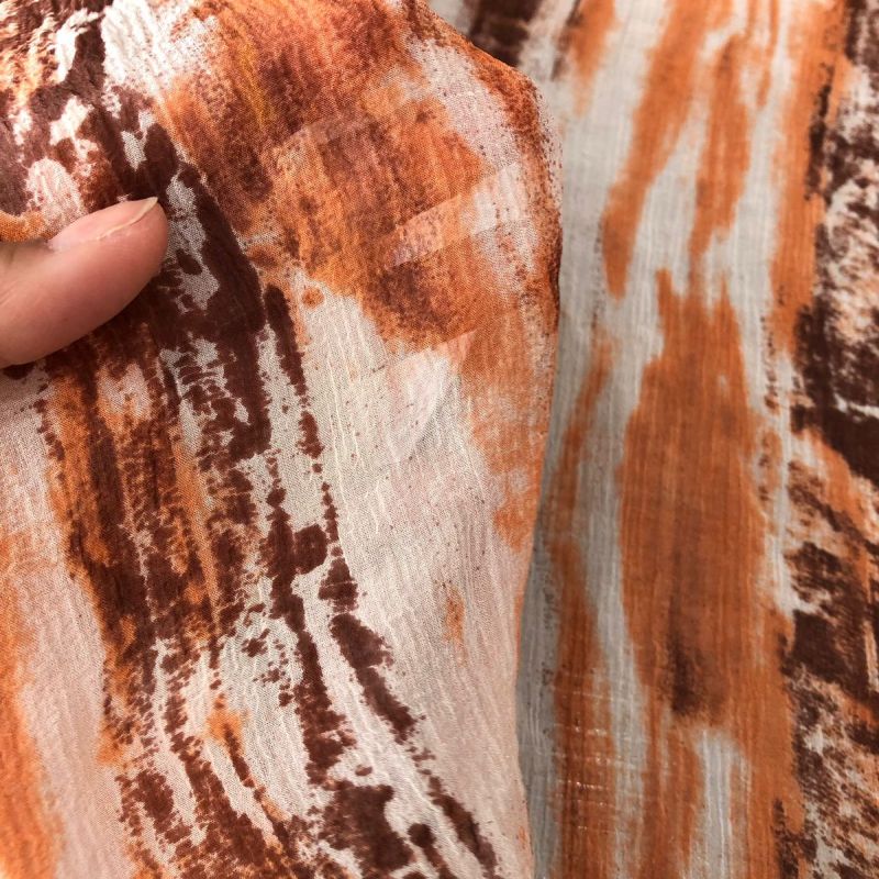 TECIDO CHIFFON DE SEDA TIE DYE LARANJA • Conexão Tecidos