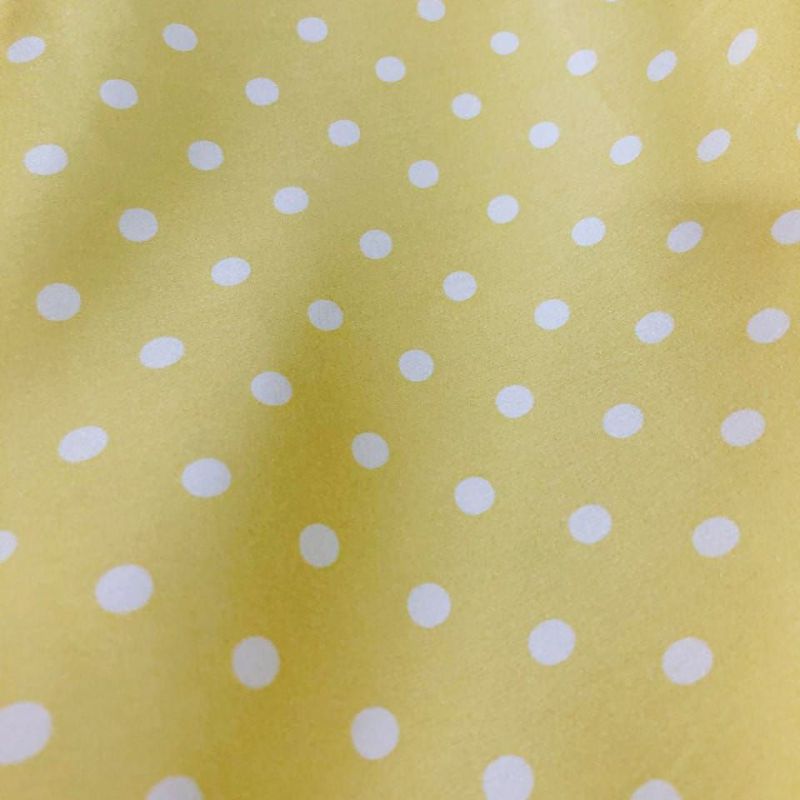 Tecido Cetim de Seda Estampado Poá Amarelo • Conexão Tecidos