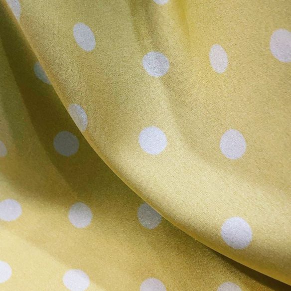 Tecido Cetim de Seda Estampado Poá Amarelo • Conexão Tecidos