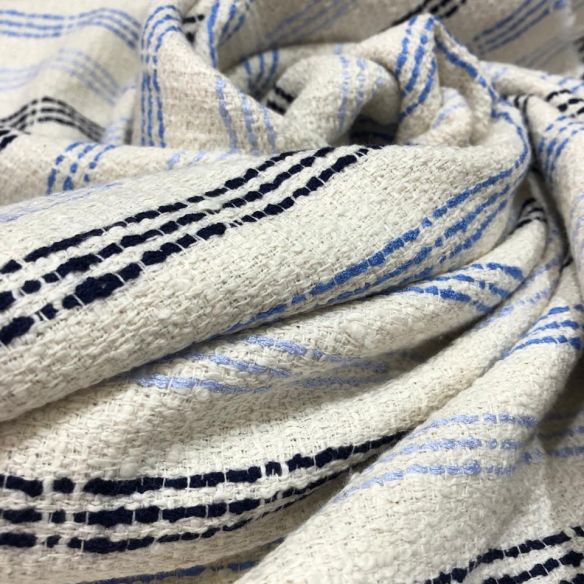 TECIDO TWEED LISTRAS AZUIS • Conexão Tecidos