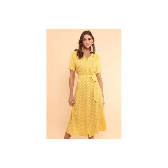 Tecido Cetim de Seda Estampado Poá Amarelo • Conexão Tecidos