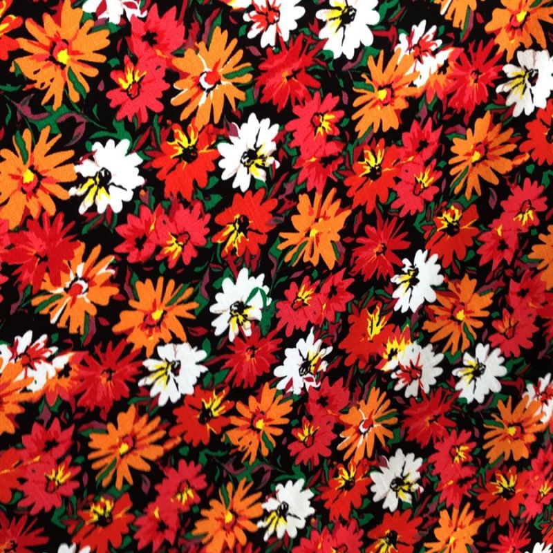 Tecido Viscolinho Estampado Margaridas Coloridas • Conexão Tecidos
