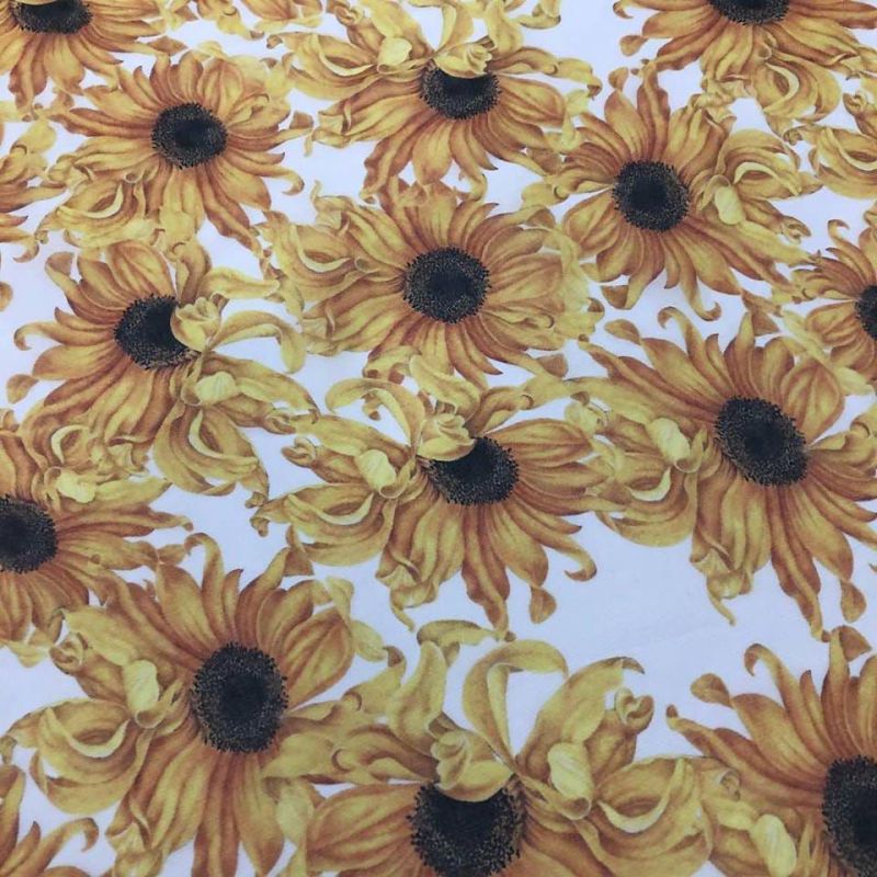 Tecido Palha De Seda Estampada Girassol • Conexão Tecidos
