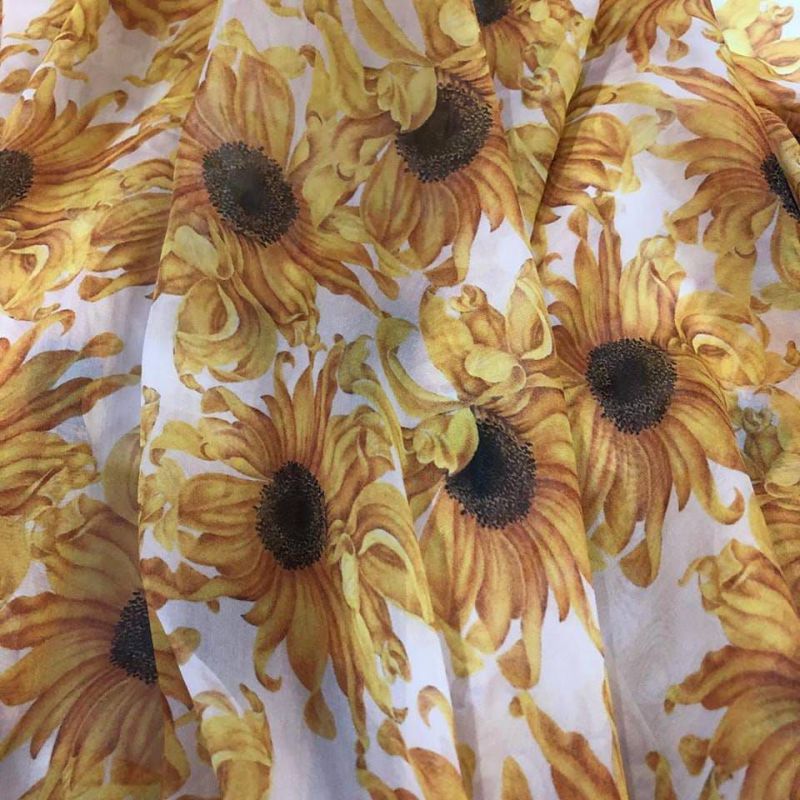 Tecido Palha De Seda Estampada Girassol • Conexão Tecidos