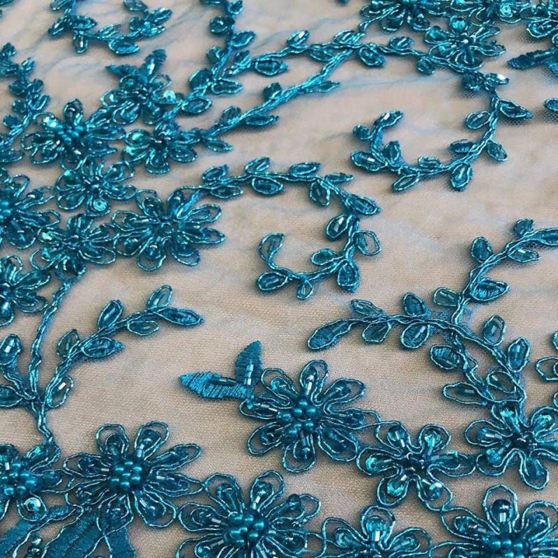 TULE BORDADO COM PEDRARIAS VERDE TIFANY • Conexão Tecidos