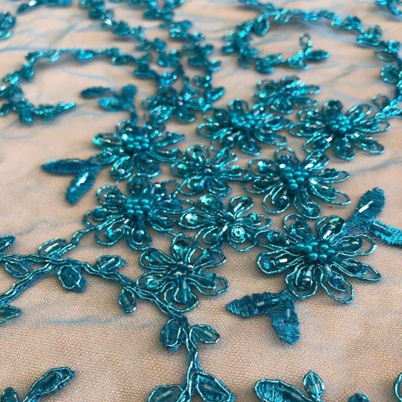 Tecido Tule Bordado Com Pedrarias Verde Tifany • Conexão Tecidos