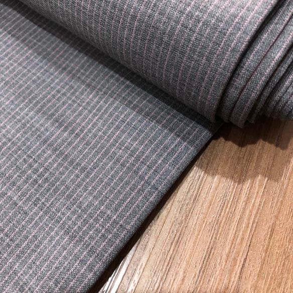 LÃ FRIA CINZA LISTRADINHA COM ELASTANO • Conexão Tecidos