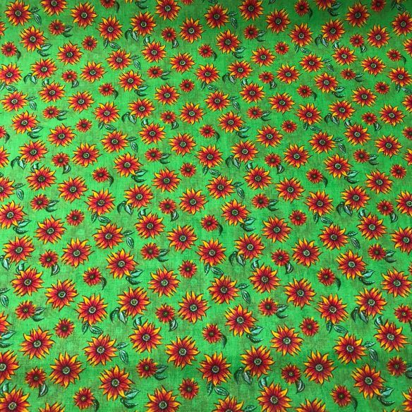 Tecido Chita Floral Gerbera Verde • Conexão Tecidos