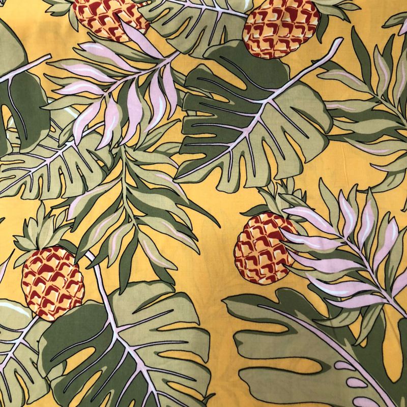 Tecido Viscose Abacaxi Florais • Conexão Tecidos