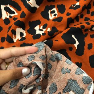 Tecido Viscolinho Animal Print Terracota • Conexão Tecidos 2