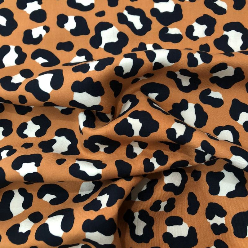Tecido Viscose Estampada Animal Print Sarjada • Conexão Tecidos