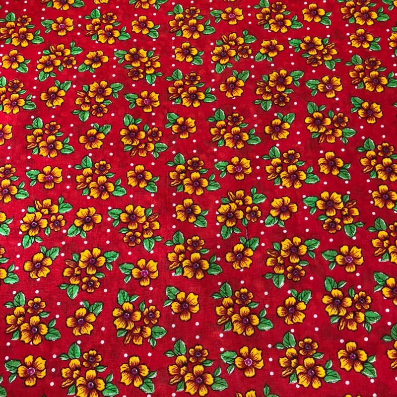 Tecido Chita Floral Campestre Carmim • Conexão Tecidos