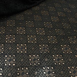 CHIFFON DE SEDA BORDADO PRETO • Conexão Tecidos 2