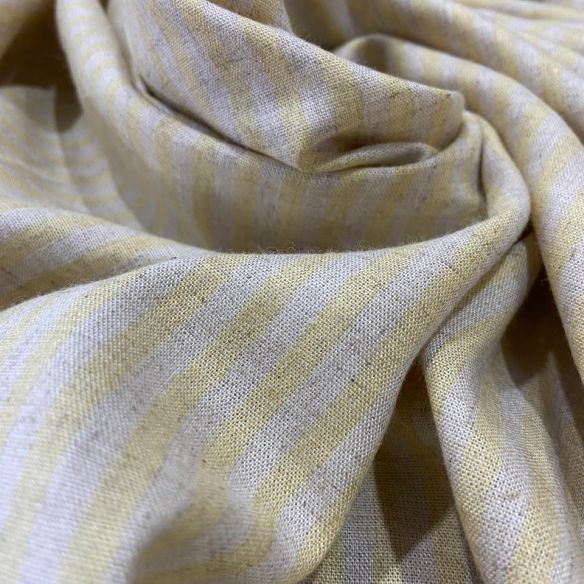 Tecido Linho Misto Listras Amarelas • Conexão Tecidos
