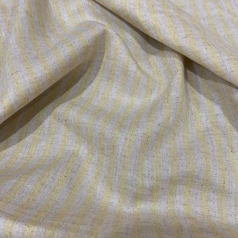 Tecido Linho Misto Listras Amarelas • Conexão Tecidos