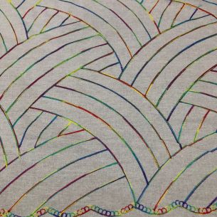 Tecido Linho Misto Bordado Campina de Cores • Conexão Tecidos