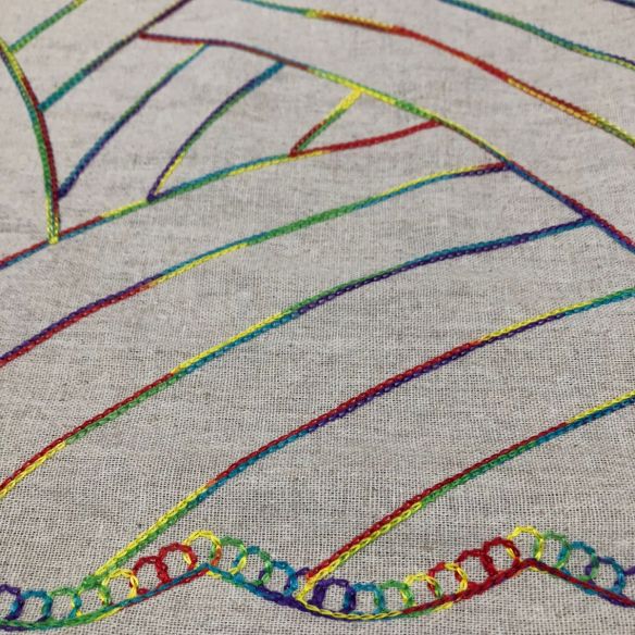 Tecido Linho Misto Bordado Campina de Cores • Conexão Tecidos