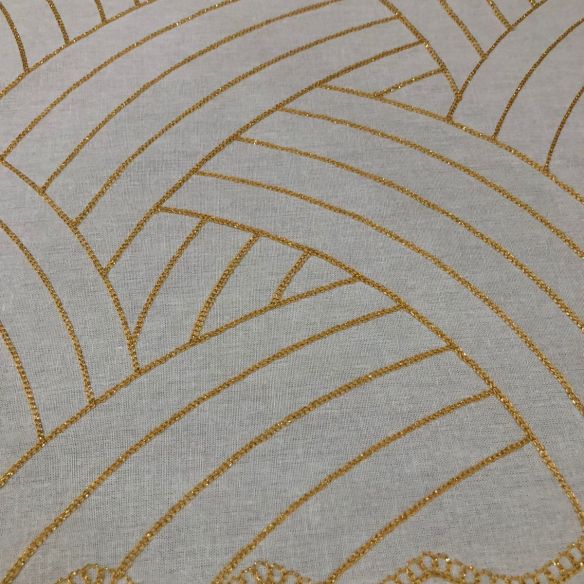Tecido Linho Misto Bordado Campina Dourada • Conexão Tecidos